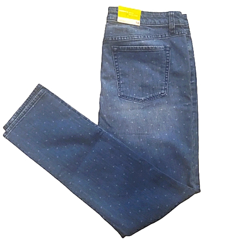 NWT! Plus Size Merona Modern Fit Mid Rise Polka-Dot Skinny Jeans, Size: …